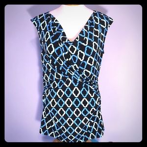 Vince Camino blouse in black/aqua/blue. Size L